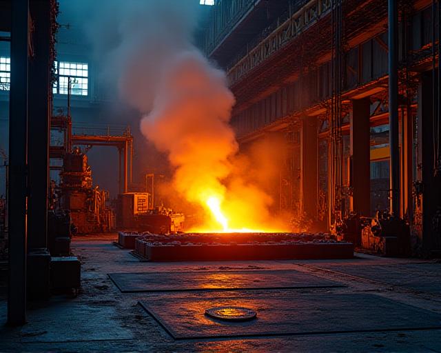 Molten metal in a manufacturing facility representing the industrial sector focus